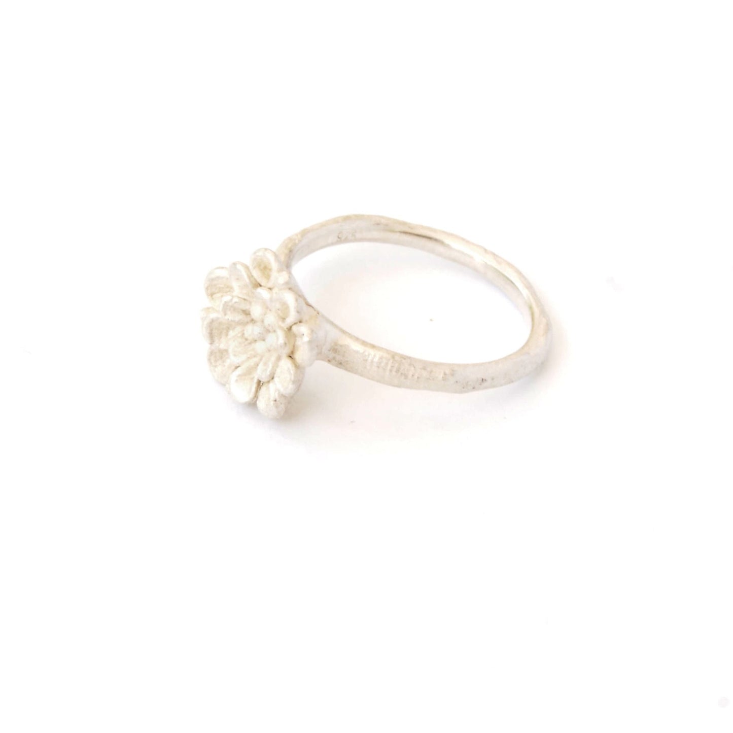 Whitened Sterling Silver Flower Ring: Secret Garden Design