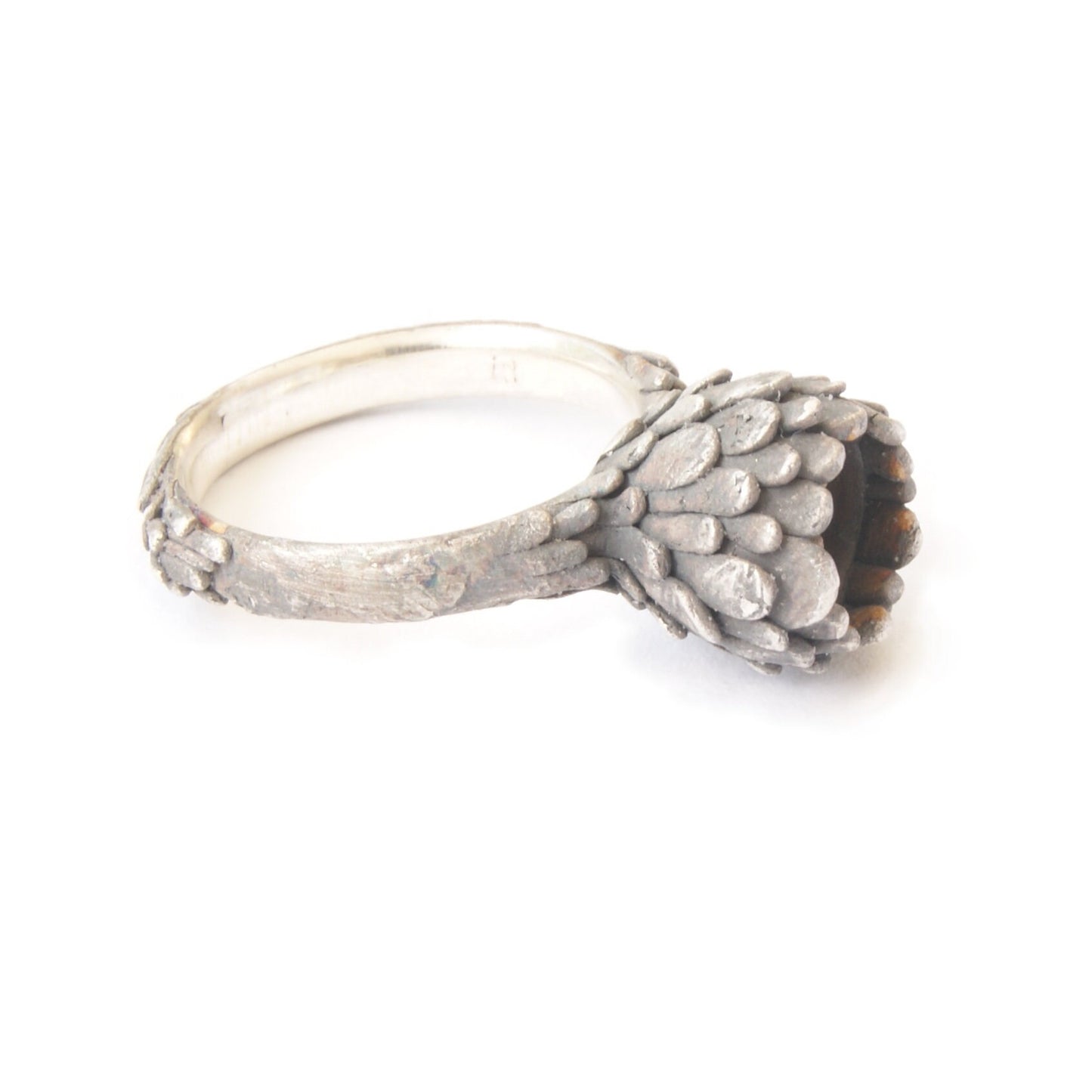 925 Blackened Silver Ring with Hidden Flower | Floral Petal Design | Secret Garden Inspired Ring