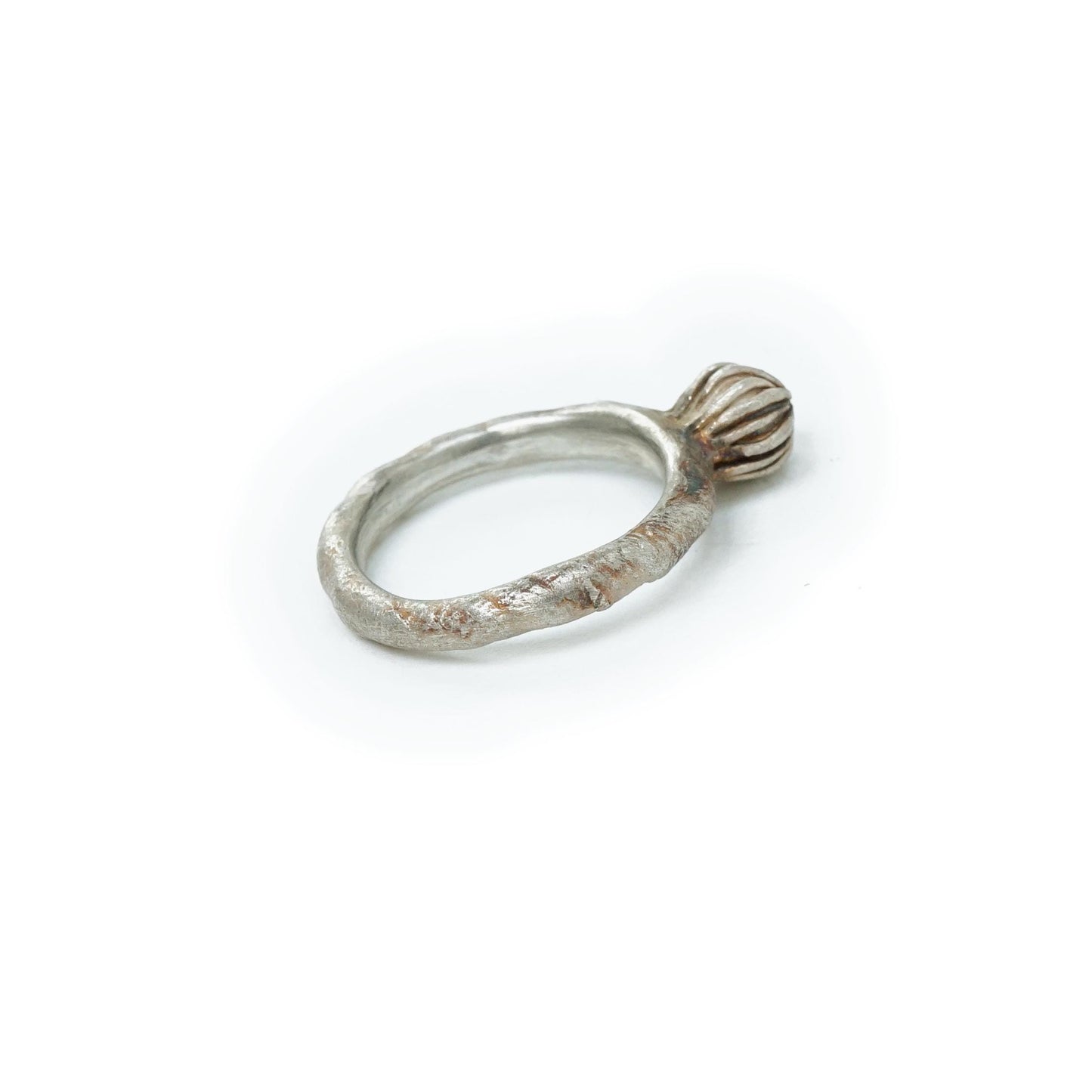 Silver Bud Ring | Patinated Floral Design | Wearable Everyday Jewelry