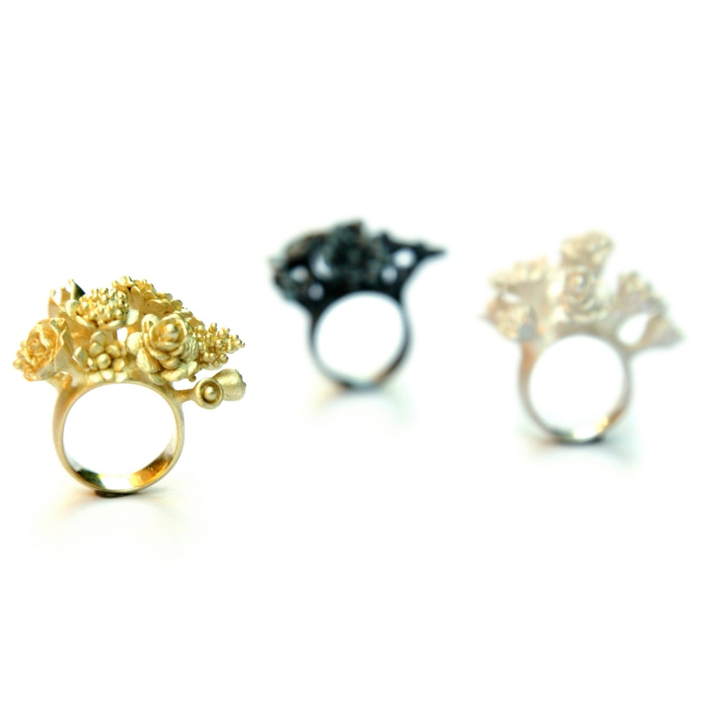 Floral Statement Ring – Bridal Wildflower Bouquet | Artisan Handmade Recycled Silver Jewelry | Unique Design