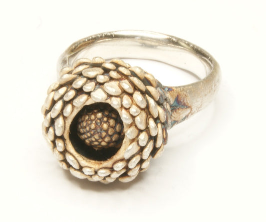 Handmade Pincone inspired Silver Ring, unique with Fingerprints of the Artist