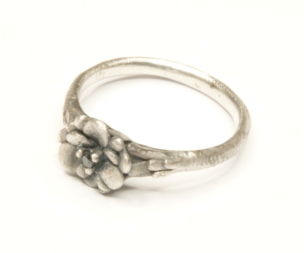 Forget Me Not Ring with Gemstone | Handmade Silver Floral Jewelry | Botanical Nature Inspired Design