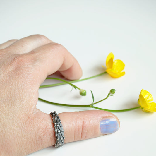 Men’s Botanical Silver Ring – Handmade in Germany, Recycled Sterling Silver