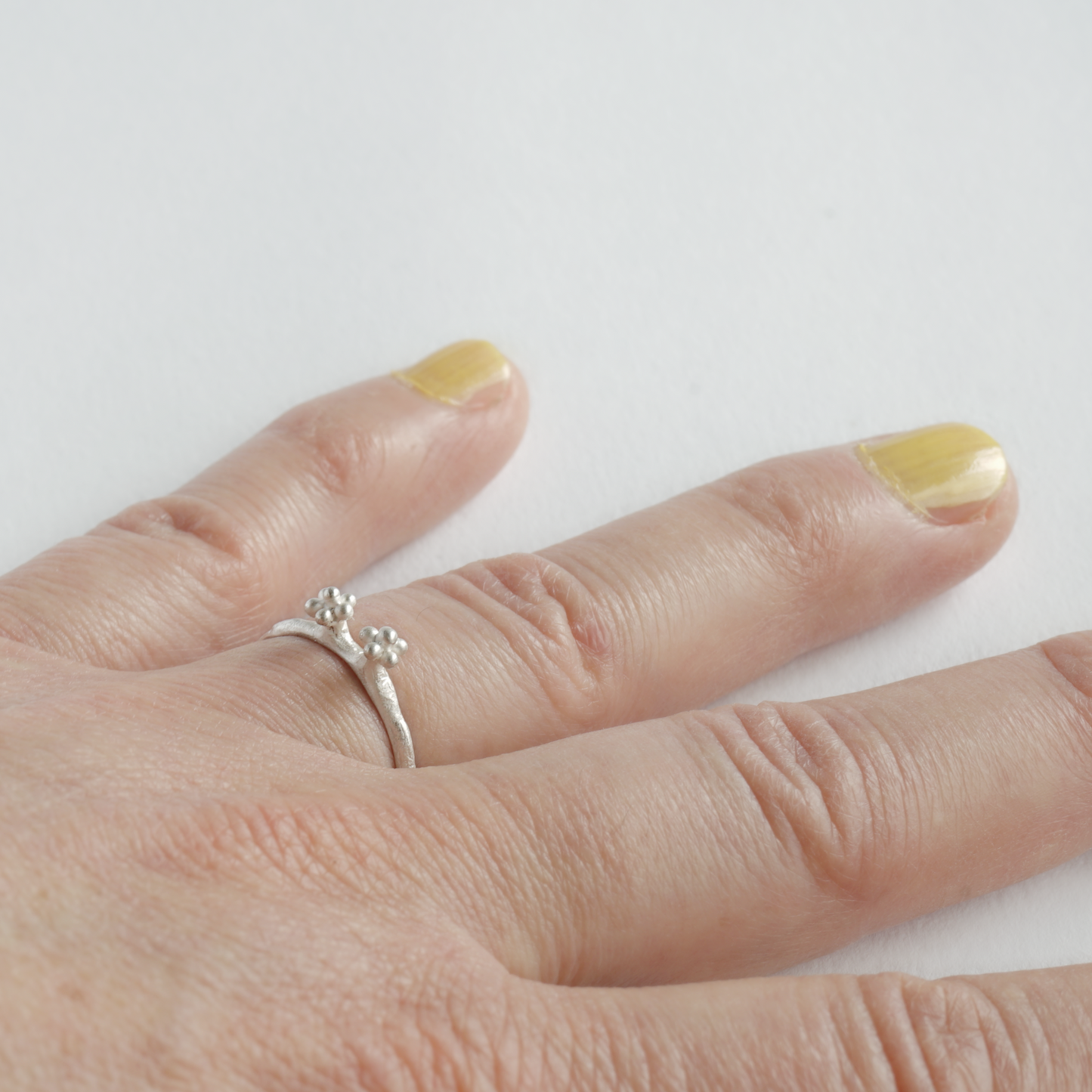 Cute Secret Garden Ring with Tiny Flowers | Handmade Silver Jewelry | Delicate Whimsical Design