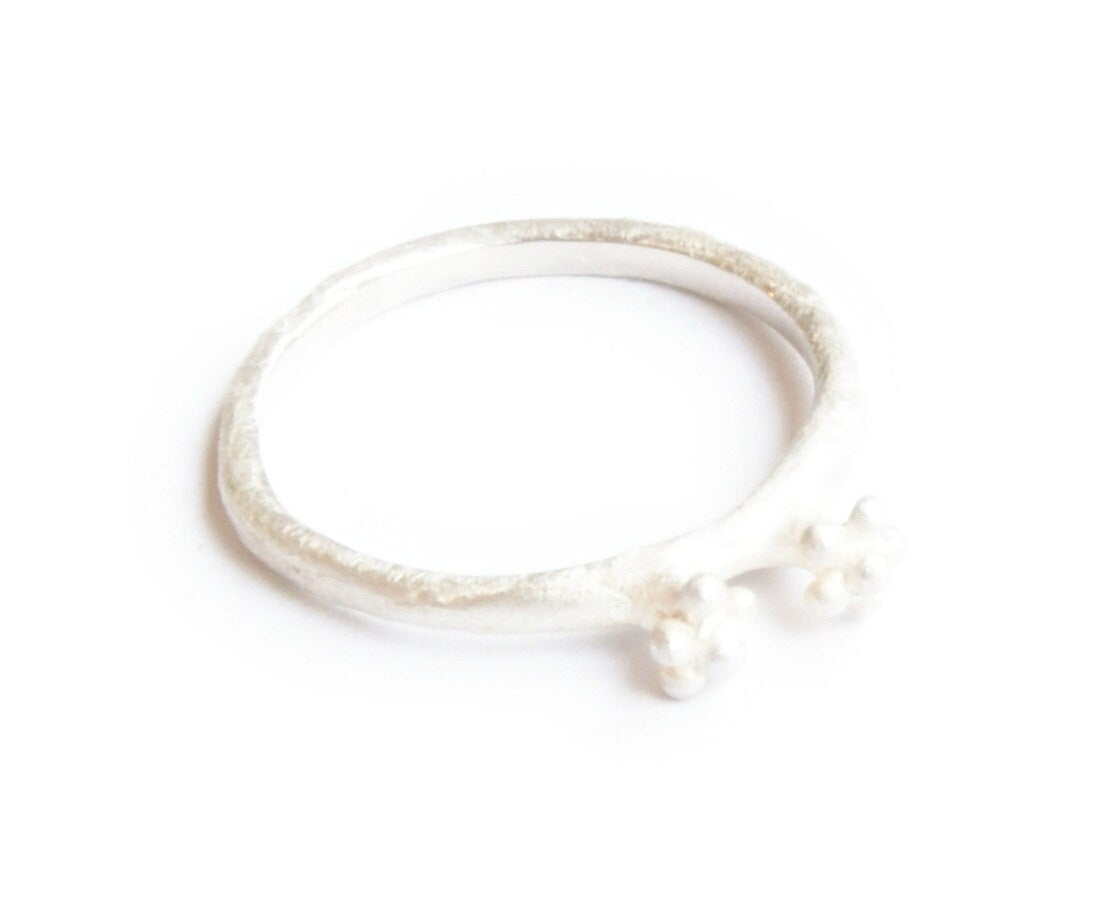 Cute Secret Garden Ring with Tiny Flowers | Handmade Silver Jewelry | Delicate Whimsical Design