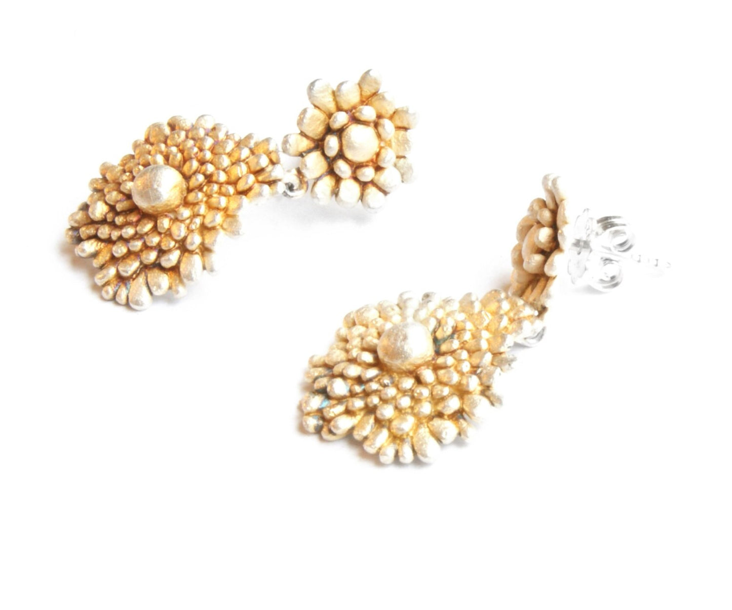 925 Sterling Silver Dandelion Earrings | Floral Dangling Statement Jewelry | Handmade Nature Inspired Design