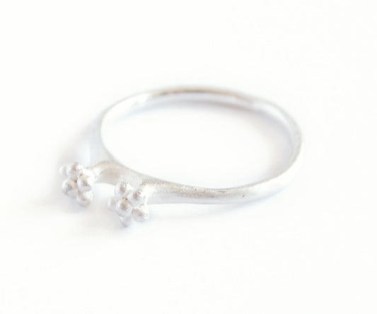 Cute Secret Garden Ring with Tiny Flowers | Handmade Silver Jewelry | Delicate Whimsical Design
