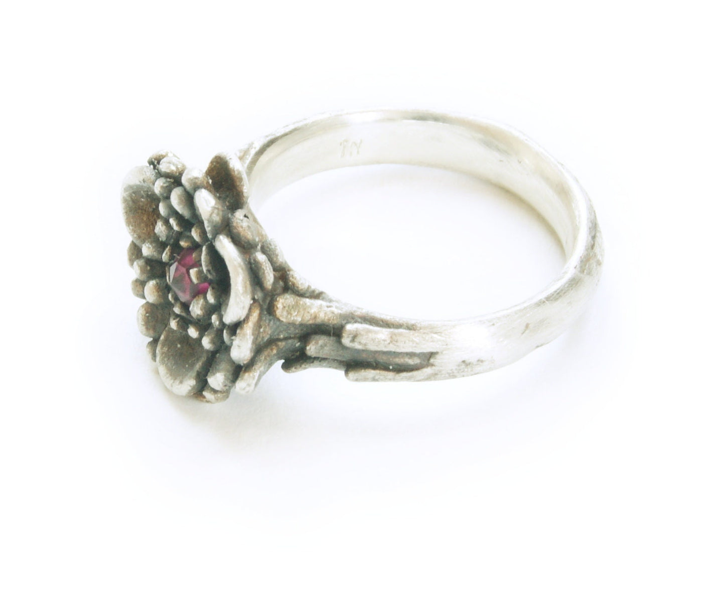 Floral Ring with Gemstone | Sterling Silver Botanical Jewelry