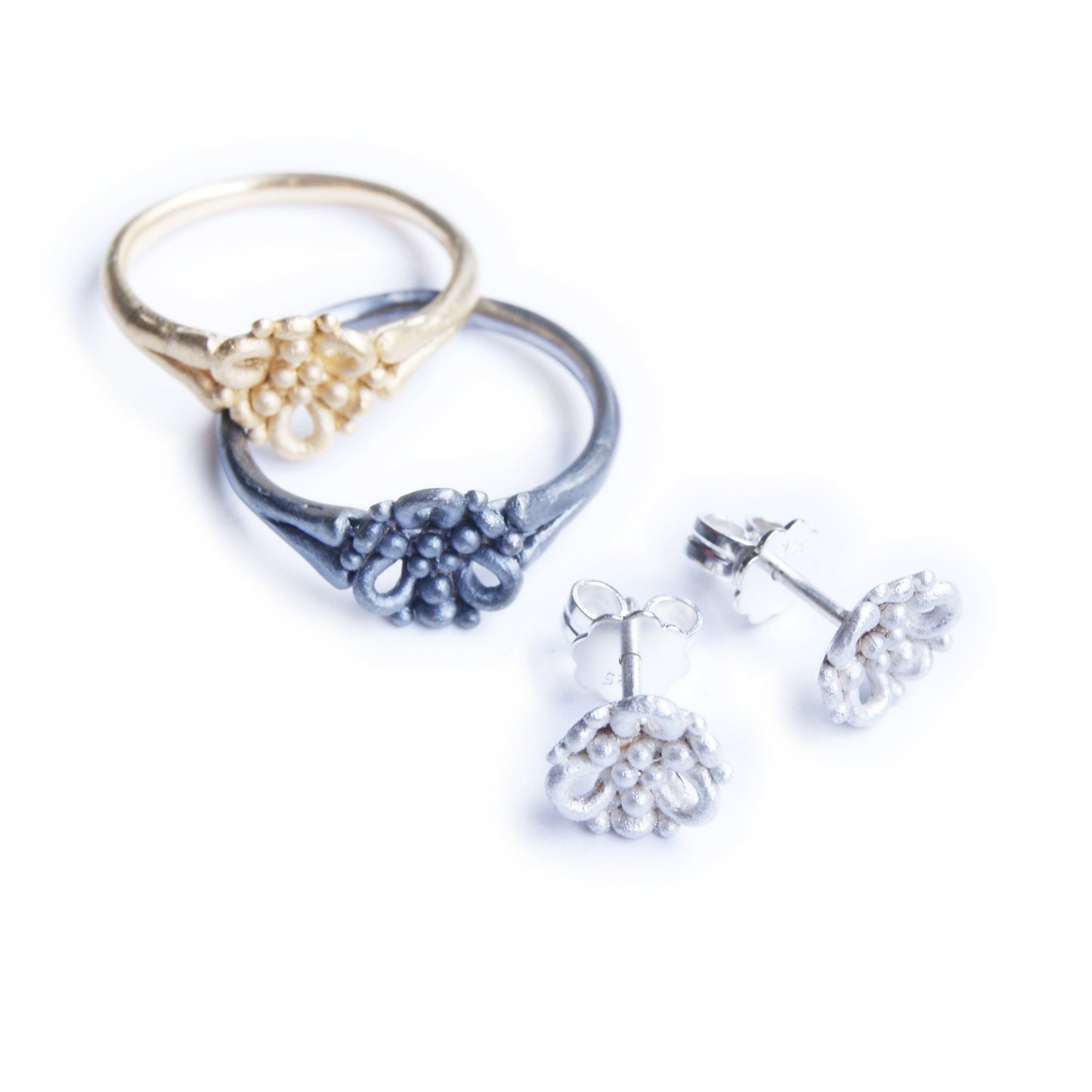 Delicate Handmade Silver Studs – Botanical Inspired for Everyday Wear
