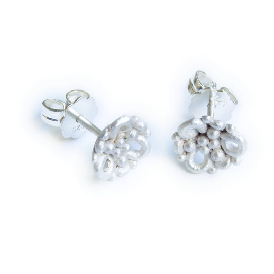 Delicate Handmade Silver Studs – Botanical Inspired for Everyday Wear