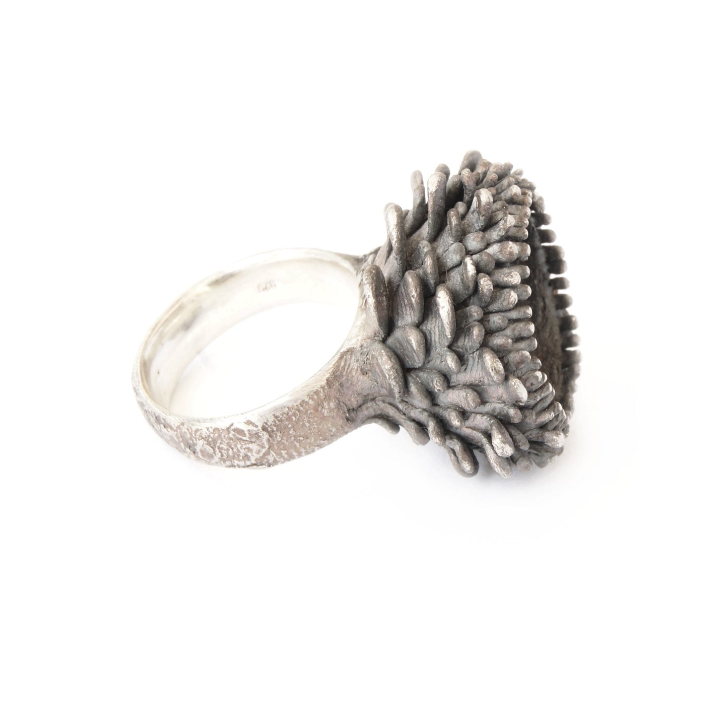 Flower Ring in Sterling Silver with a Hidden Gem