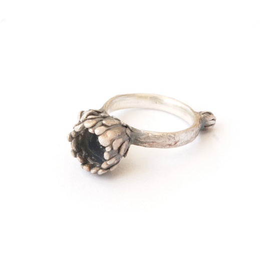 925 Sterling Silver Ring with Hidden Stone | Delicate Artisan Ring