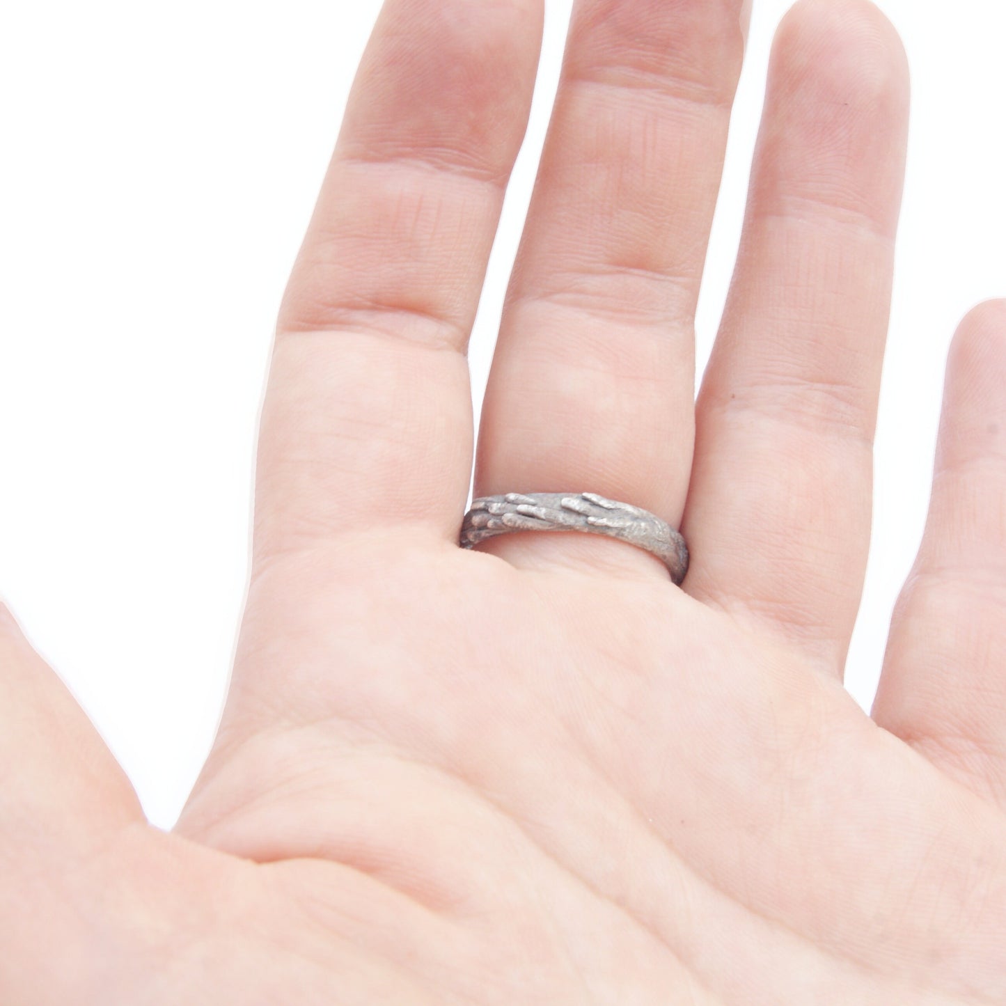 925 Blackened Silver Ring with Hidden Flower | Floral Petal Design | Secret Garden Inspired Ring