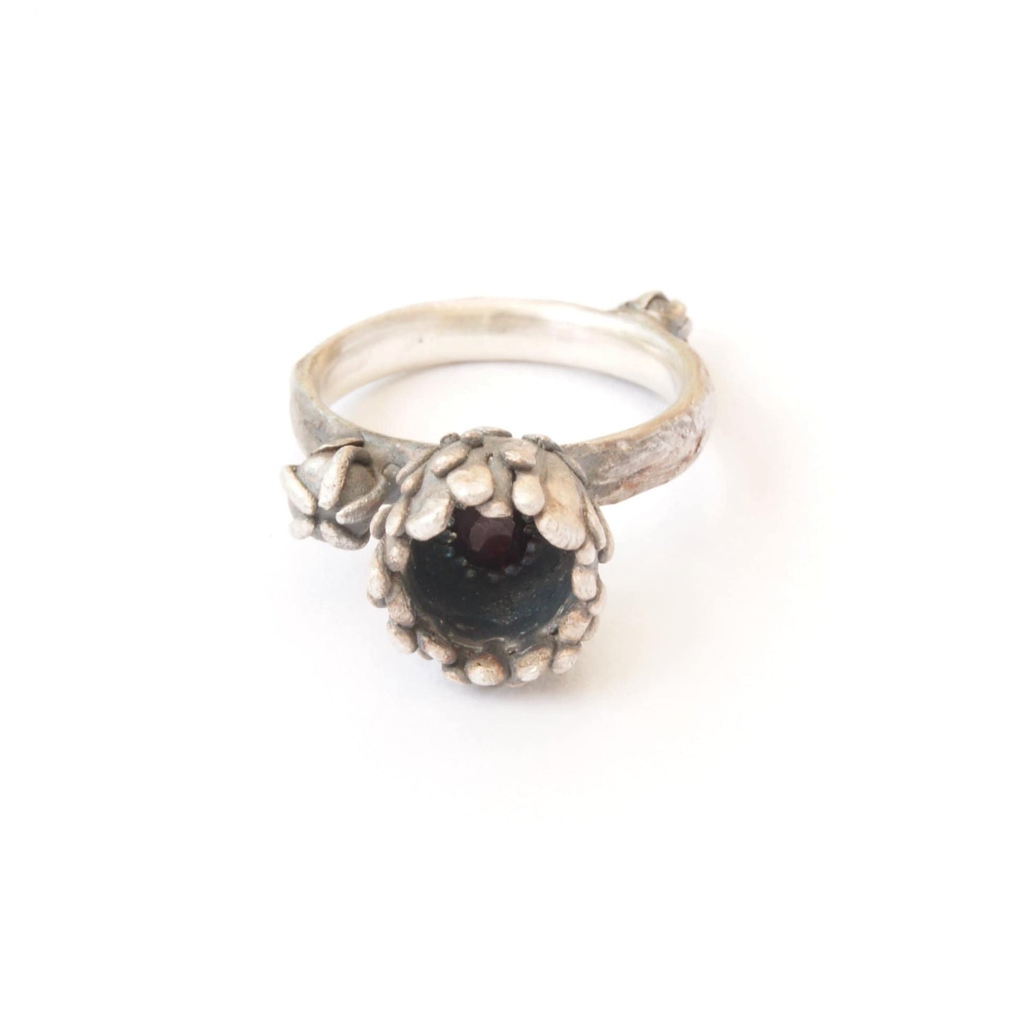 925 Sterling Silver Ring with Hidden Stone | Delicate Artisan Ring