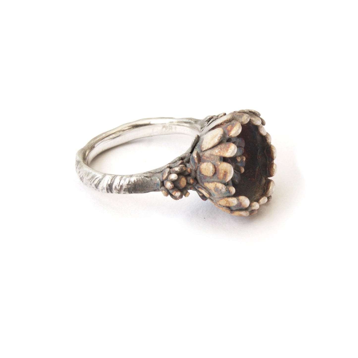 Handmade One-of-a-Kind botanical Flower Ring with hidden Detail - Secret Garden