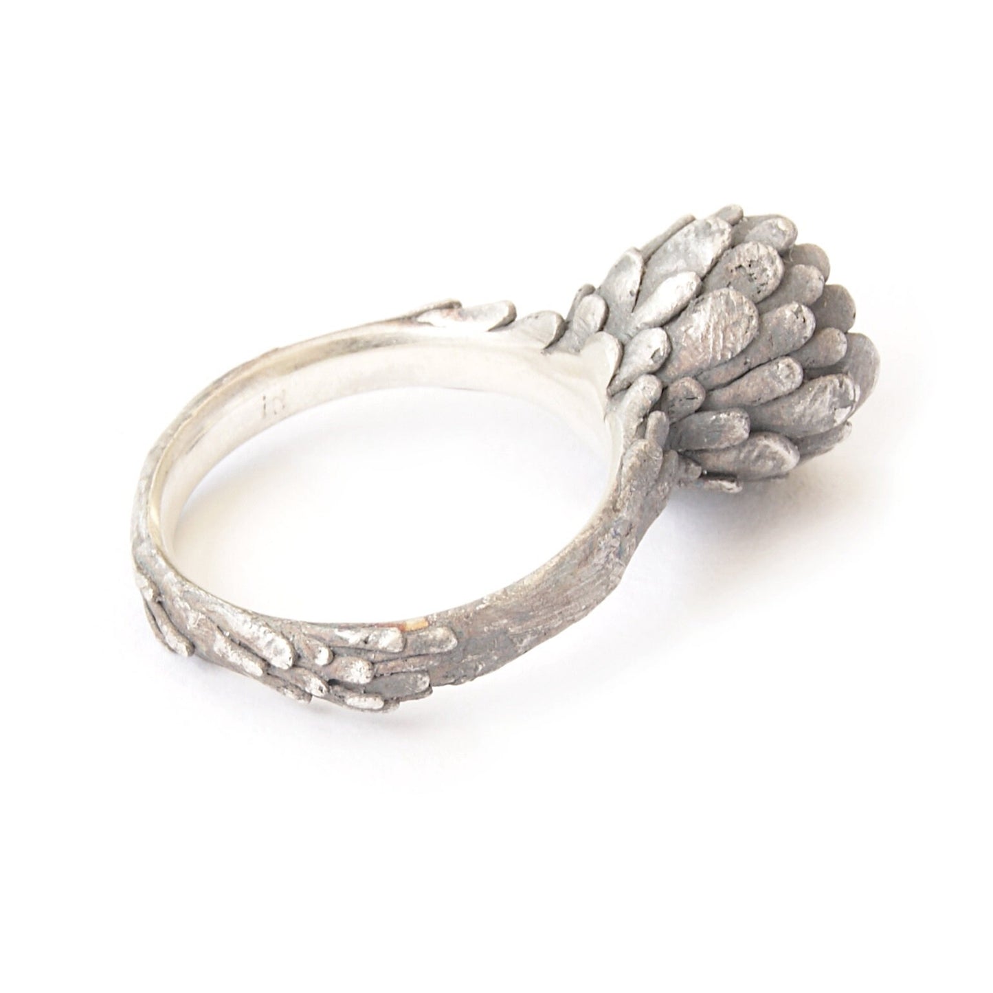 925 Blackened Silver Ring with Hidden Flower | Floral Petal Design | Secret Garden Inspired Ring