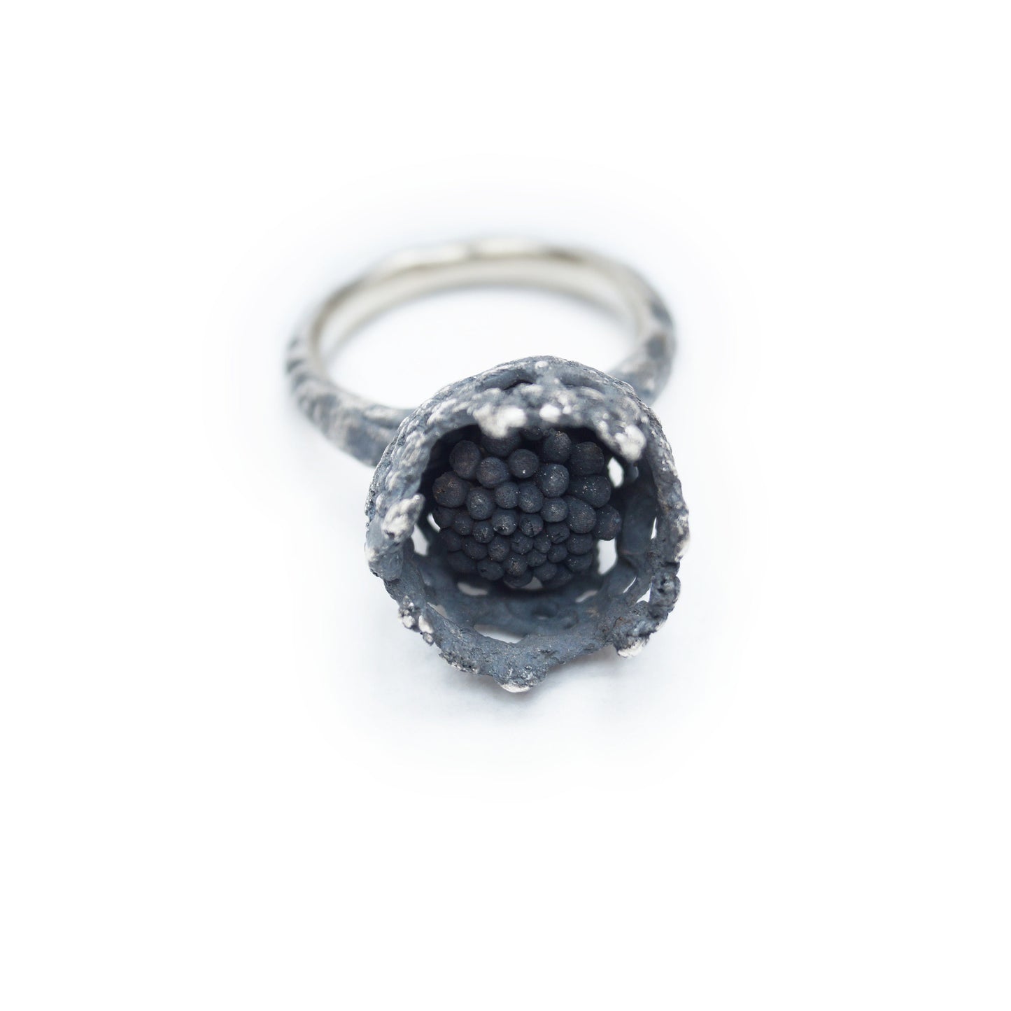 Lace Detail - Cast Ring in Blackened Silver | Handmade Artistic Statement Ring