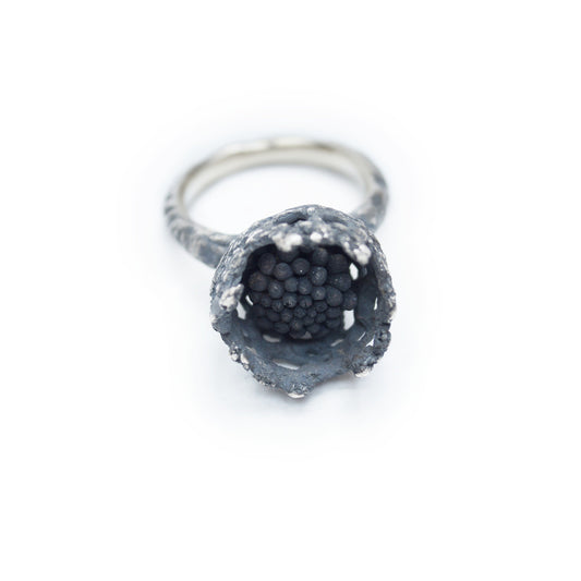 Lace Detail - Cast Ring in Blackened Silver | Handmade Artistic Statement Ring