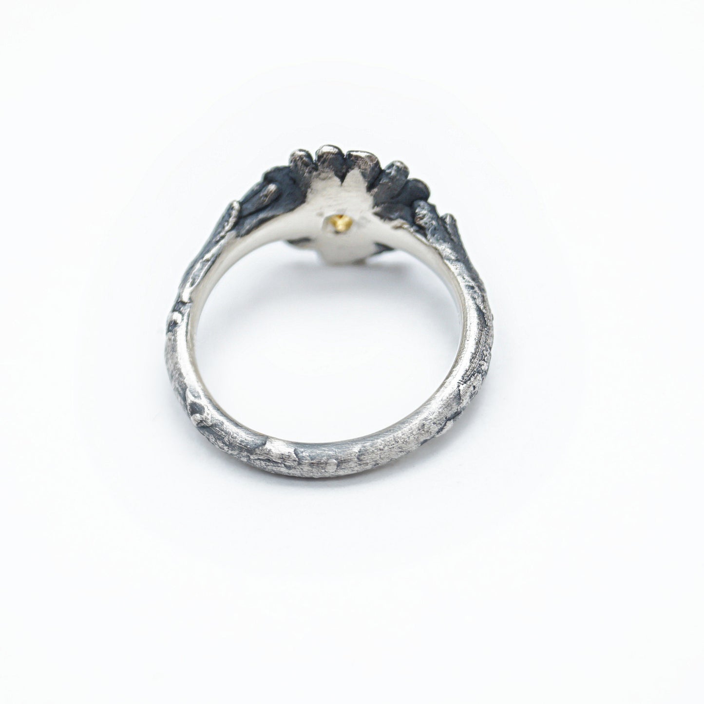 Slim Silver Flower Ring | Secret Garden Inspired | Detailed & Very Wearable Jewelry with Citrine Gemstone