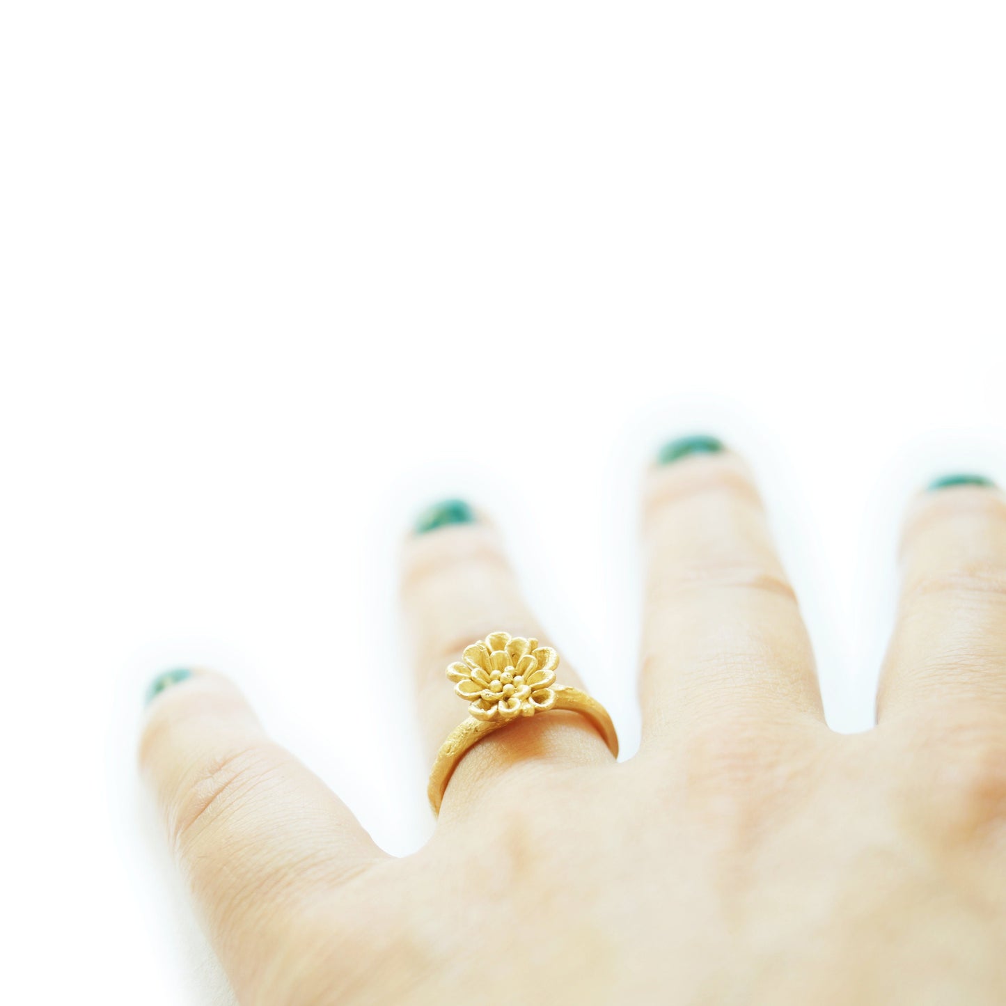 Whitened Sterling Silver Flower Ring: Secret Garden Design