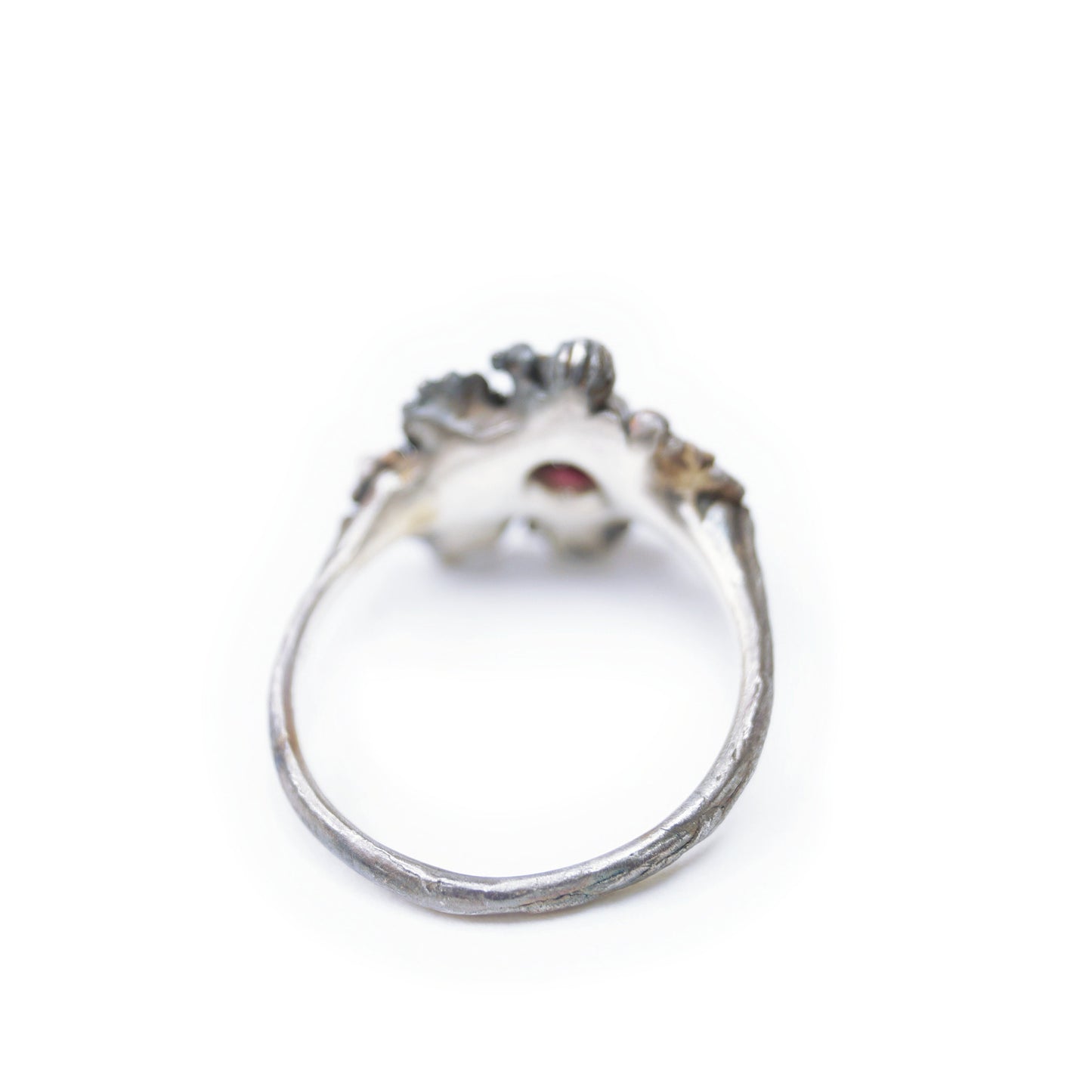 Floral Ring with in 925 Sterling Silver - Heritage Style Garnet Ring with Vintage Inspired