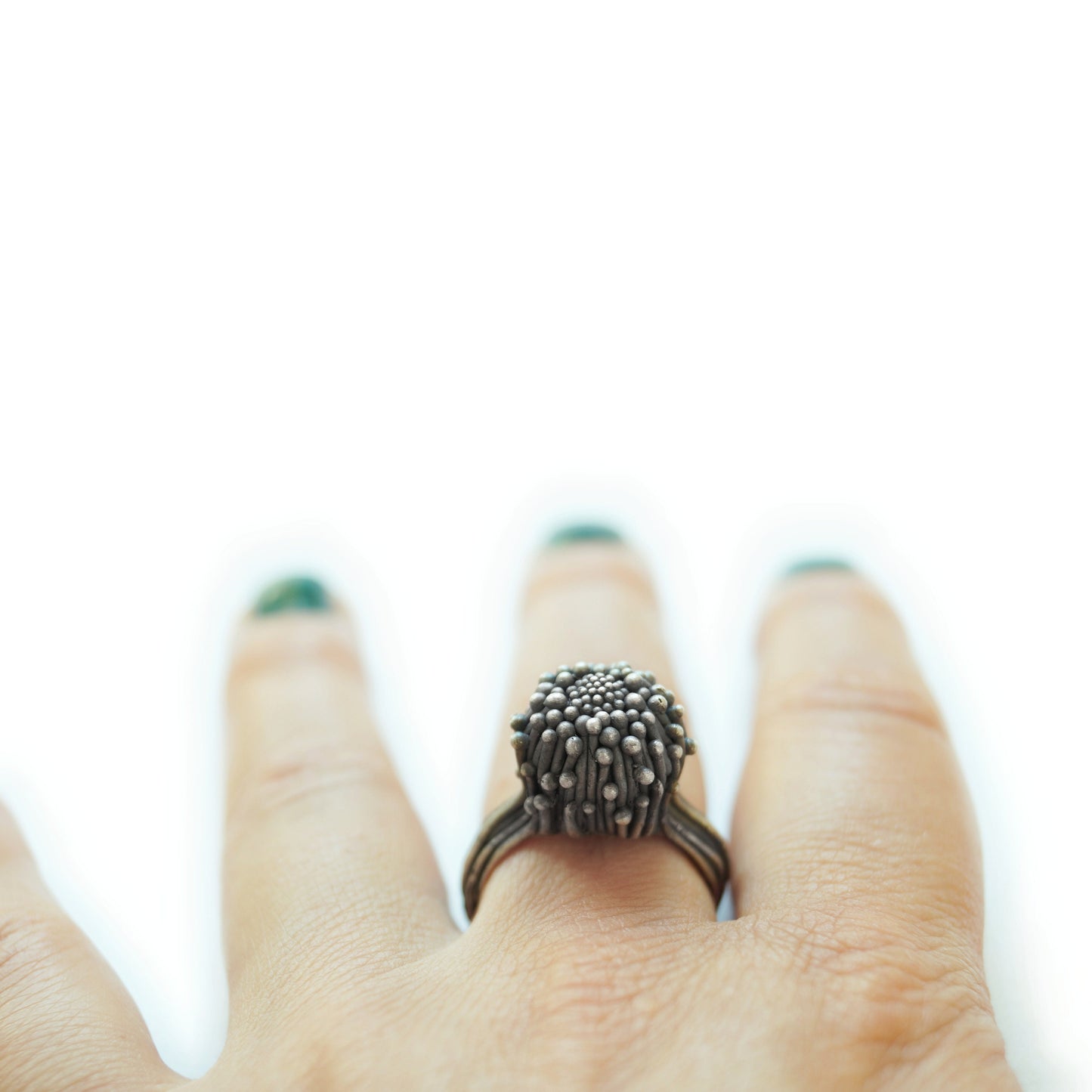 Handmade Blackened Silver Ring | Original Floral Design | Time-Intensive Bloom-Inspired Jewelry