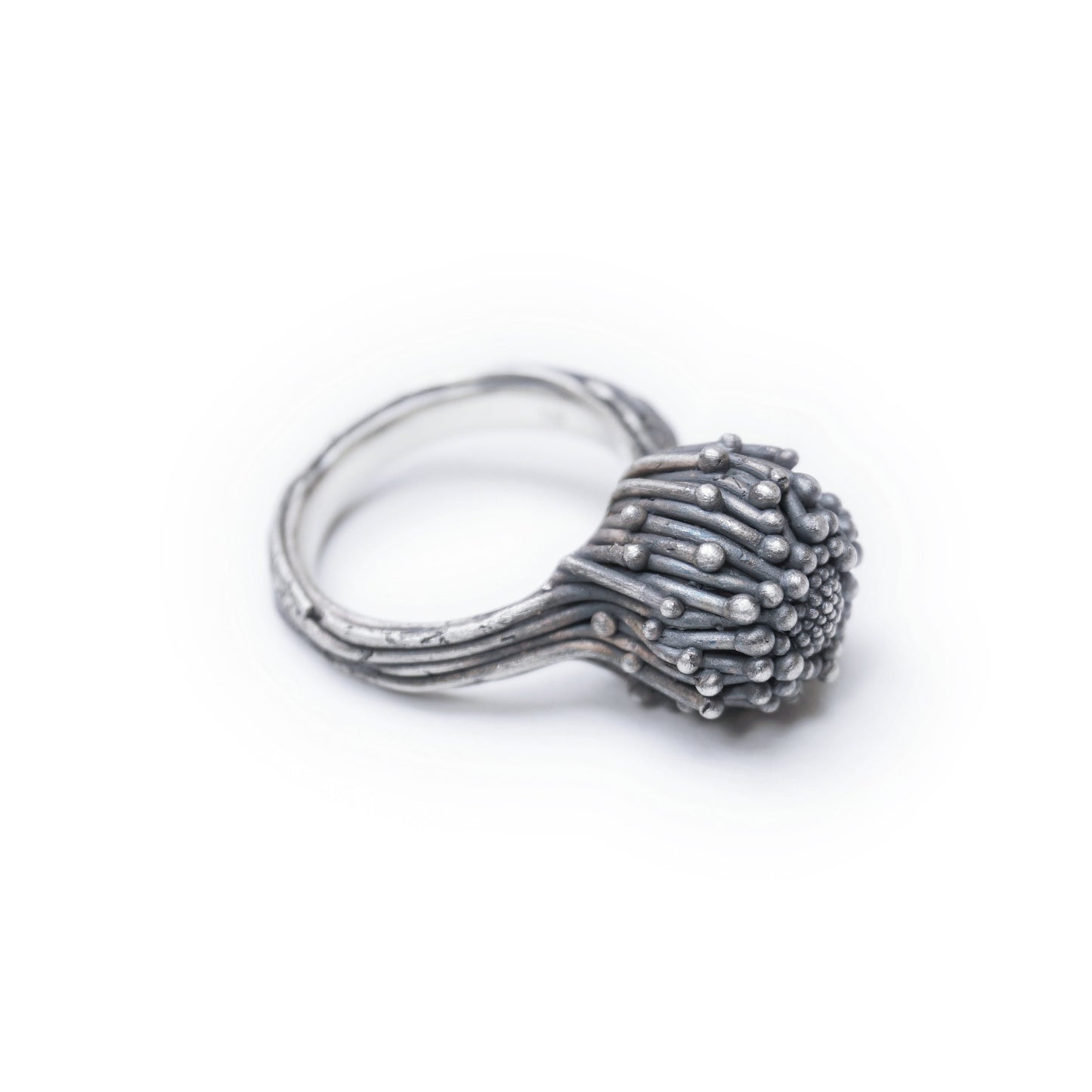 Handmade Blackened Silver Ring | Original Floral Design | Time-Intensive Bloom-Inspired Jewelry
