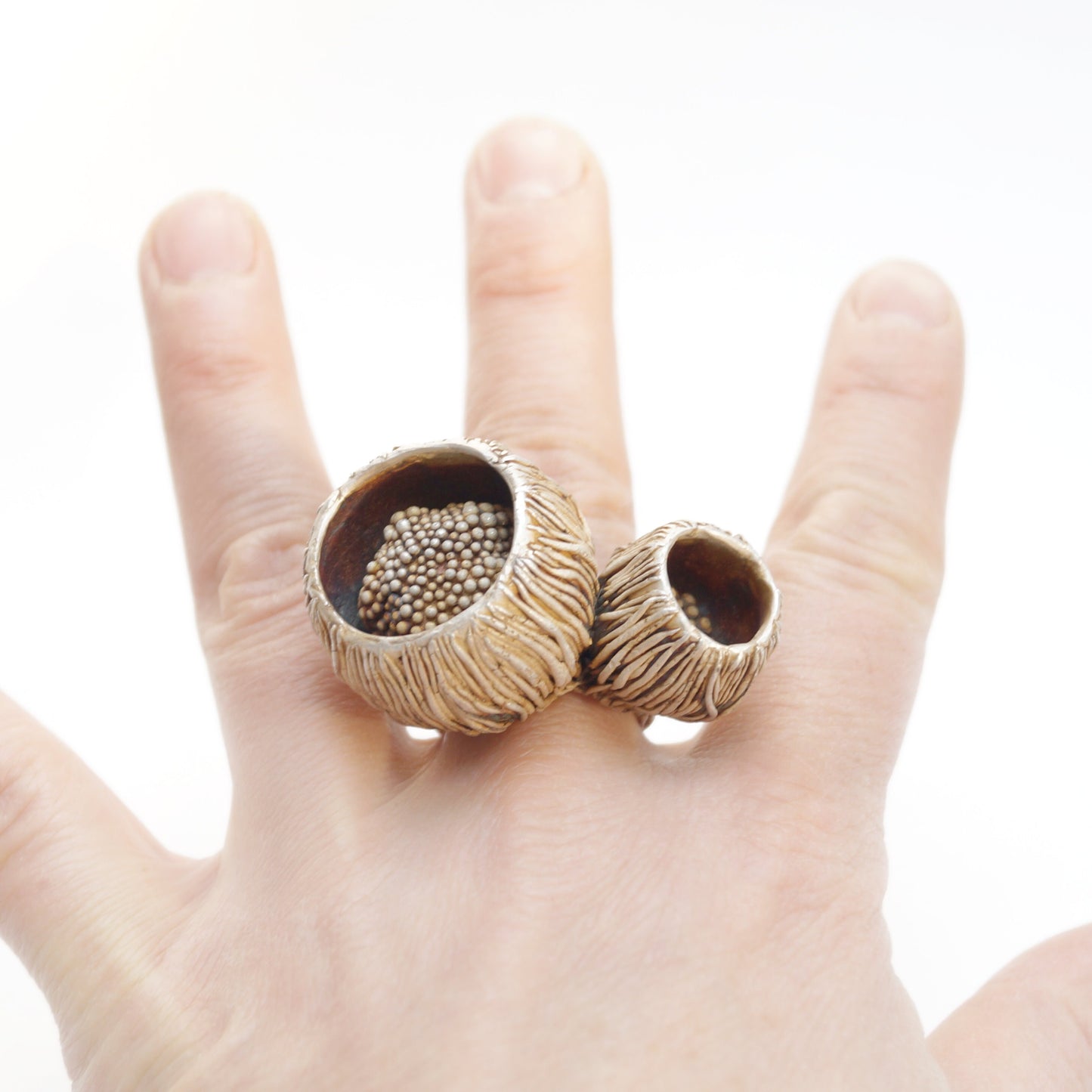 Unique Organic Ring in Sterling Silver | Handmade Ocean-Inspired Jewelry | Labor-Intensive One of a Kind Design - Every Granule Made by Hand