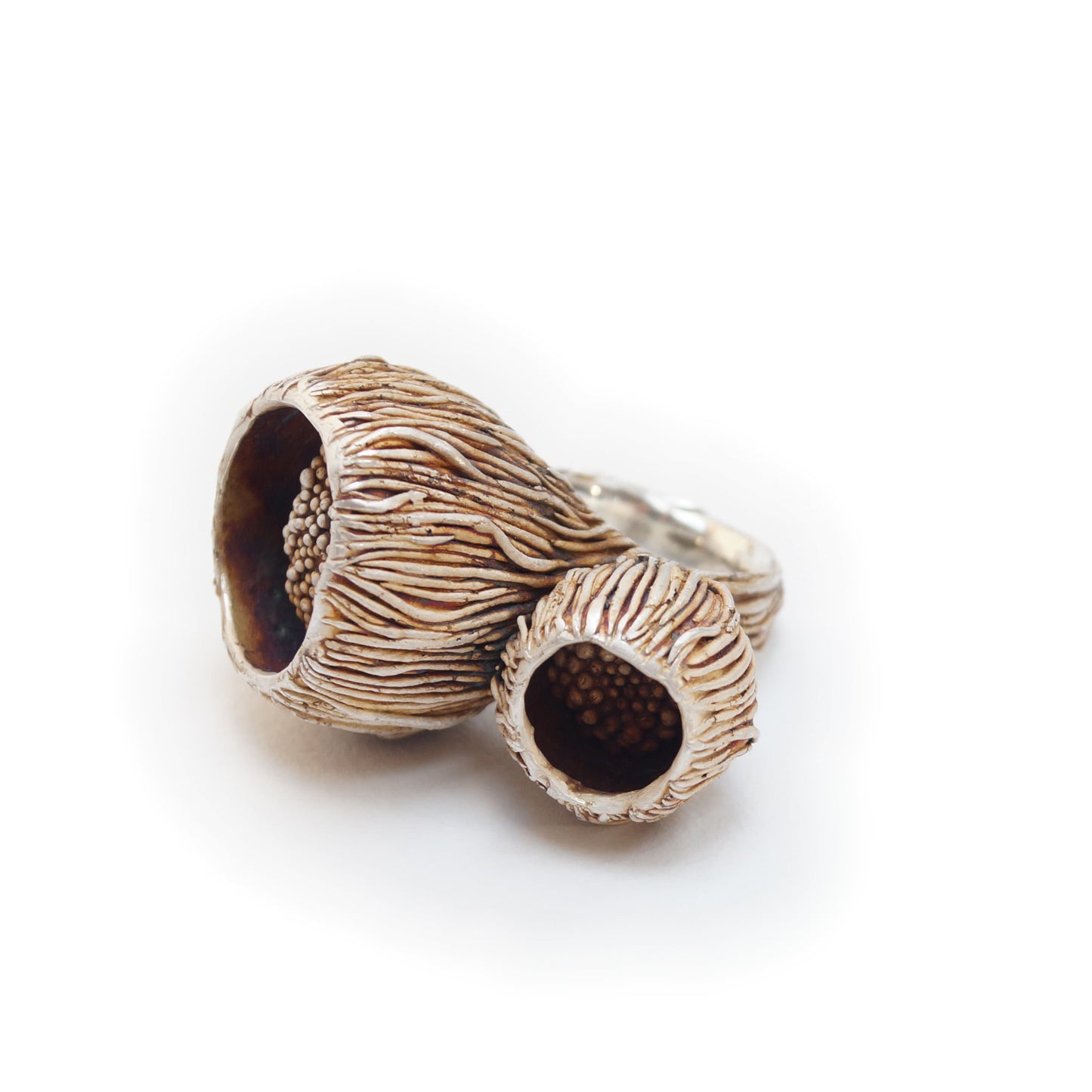Unique Organic Ring in Sterling Silver | Handmade Ocean-Inspired Jewelry | Labor-Intensive One of a Kind Design - Every Granule Made by Hand