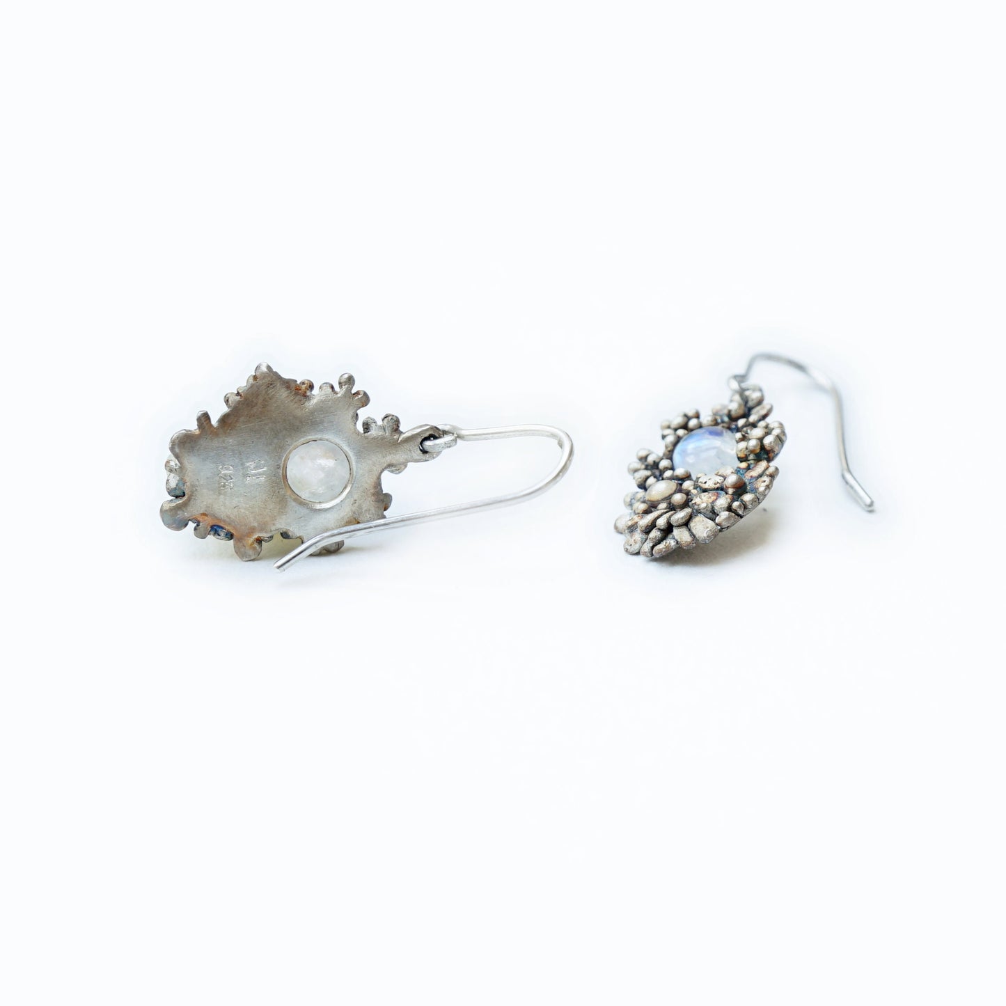 Dangling Floral Earrings in Sterling Silver | Many Little Flowers with Gemstones Inside | Unique Handmade Jewelry