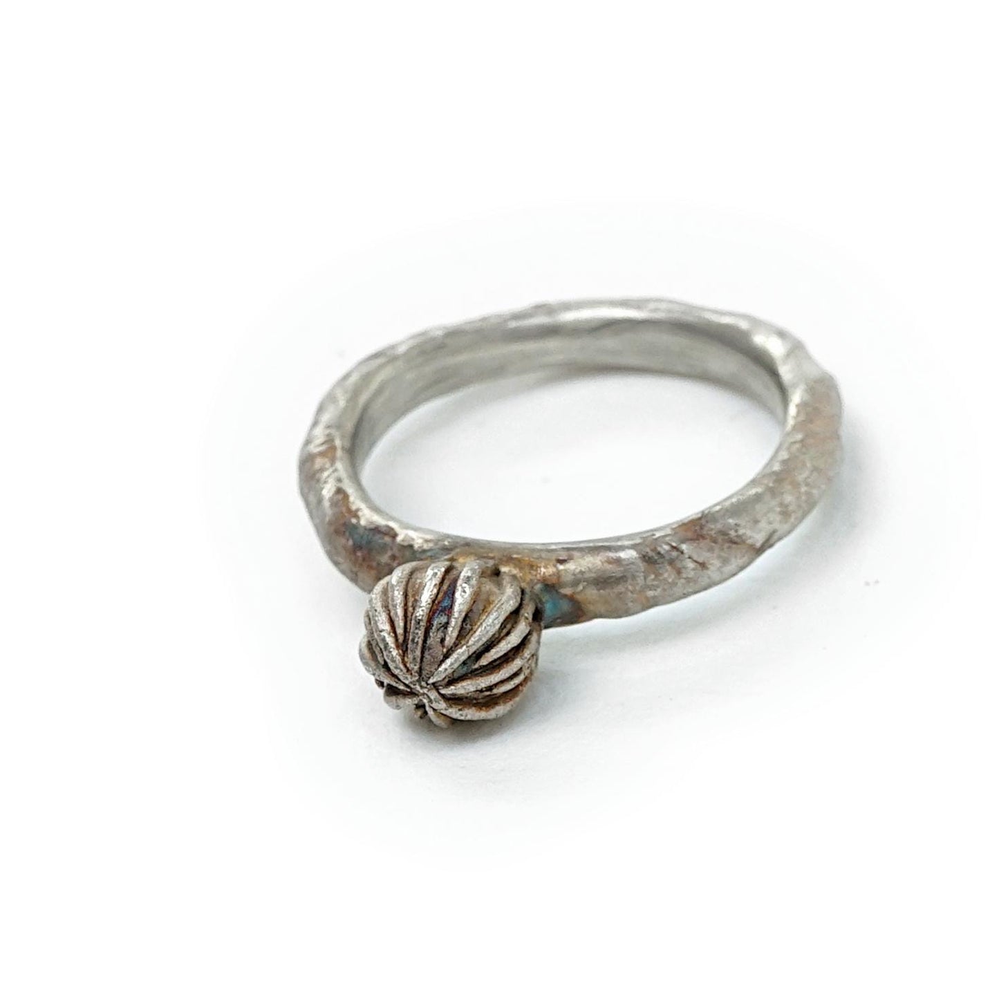 Silver Bud Ring | Patinated Floral Design | Wearable Everyday Jewelry