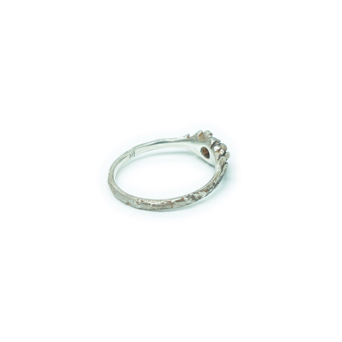 Delicate Silver Ring with Gemstone | Petite Petal Setting Holding Stone | Handmade Dainty Floral Silver Ring