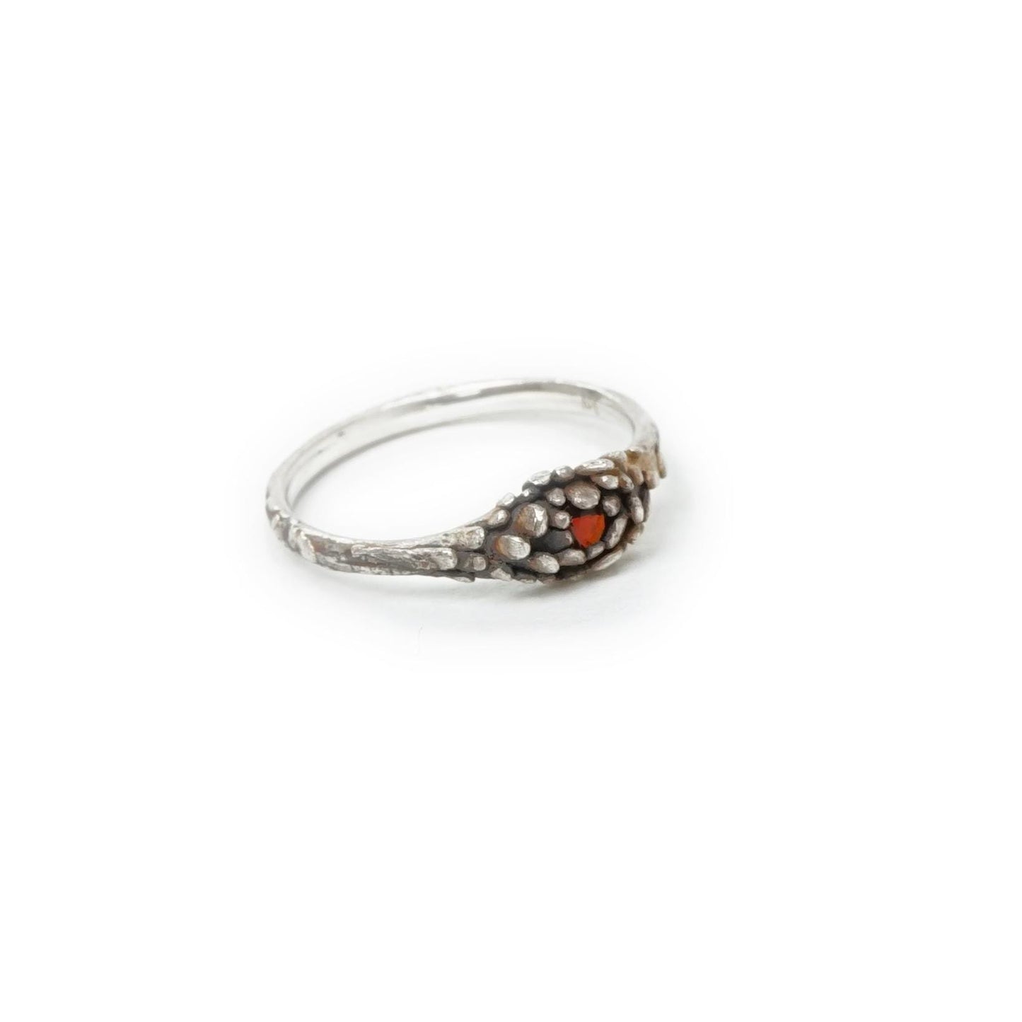 Delicate Silver Ring with Gemstone | Petite Petal Setting Holding Stone | Handmade Dainty Floral Silver Ring