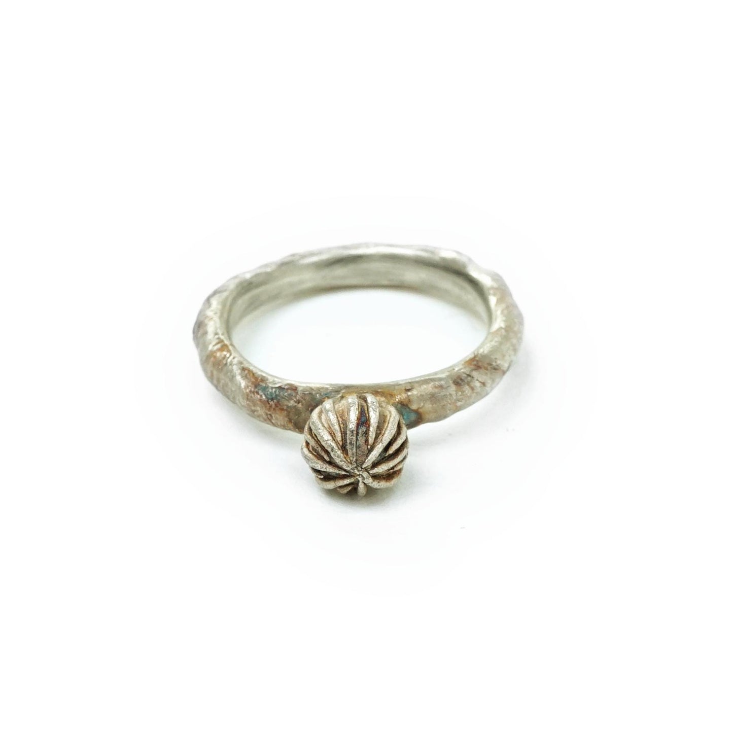 Silver Bud Ring | Patinated Floral Design | Wearable Everyday Jewelry