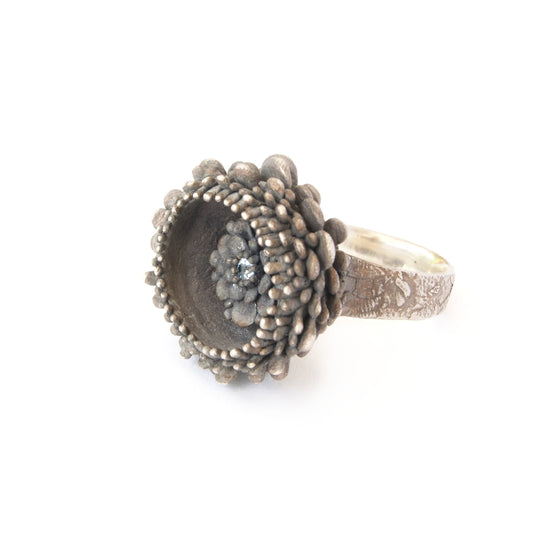 Flower Ring in Sterling Silver with a Hidden Gem