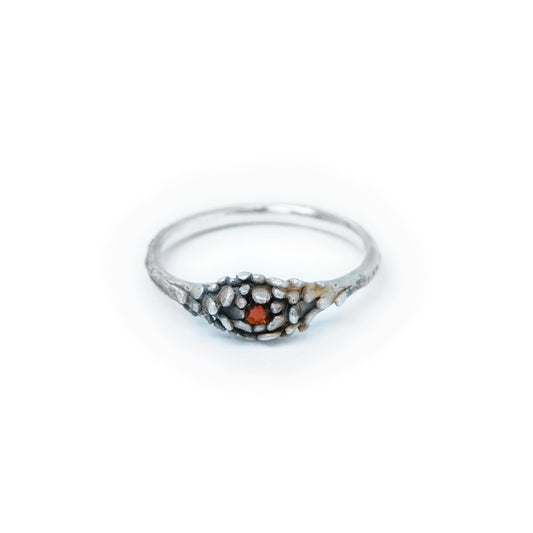 Delicate Silver Ring with Gemstone | Petite Petal Setting Holding Stone | Handmade Dainty Floral Silver Ring