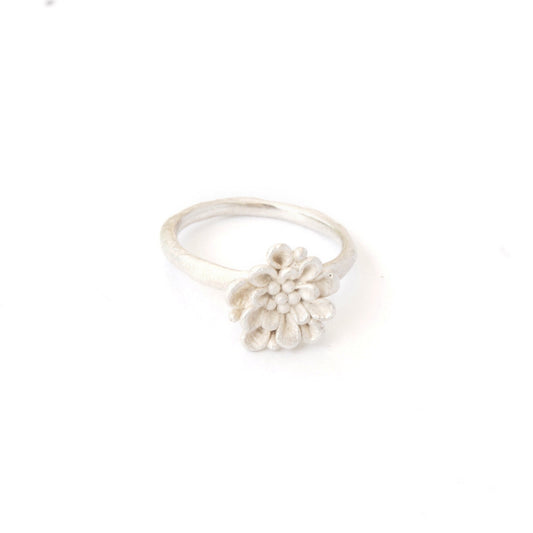Whitened Sterling Silver Flower Ring: Secret Garden Design