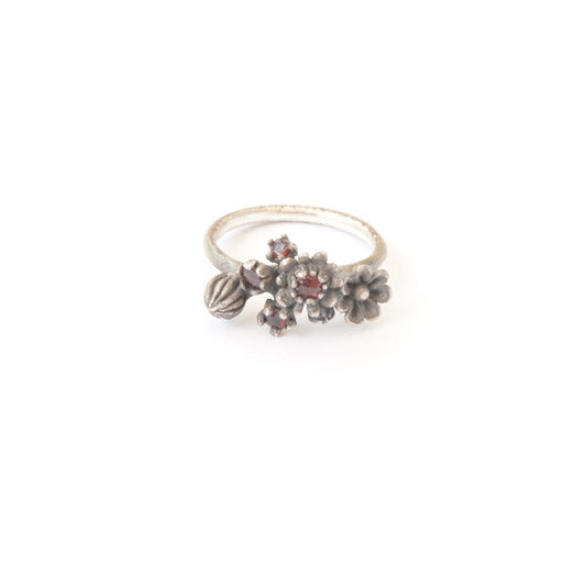Flower Garden Ring in Sterling Silver | Handmade Bouquet Jewelry with Gemstones