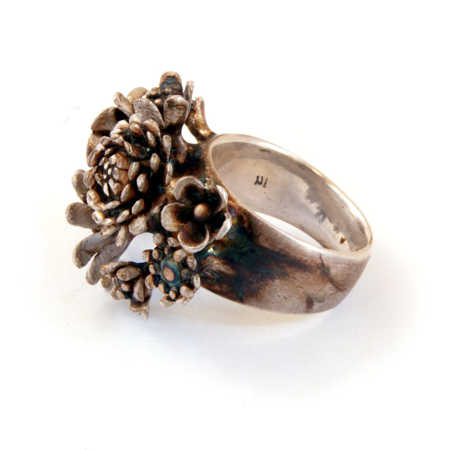 Floral Statement Ring – Bridal Wildflower Bouquet | Artisan Handmade Recycled Silver Jewelry | Unique Design