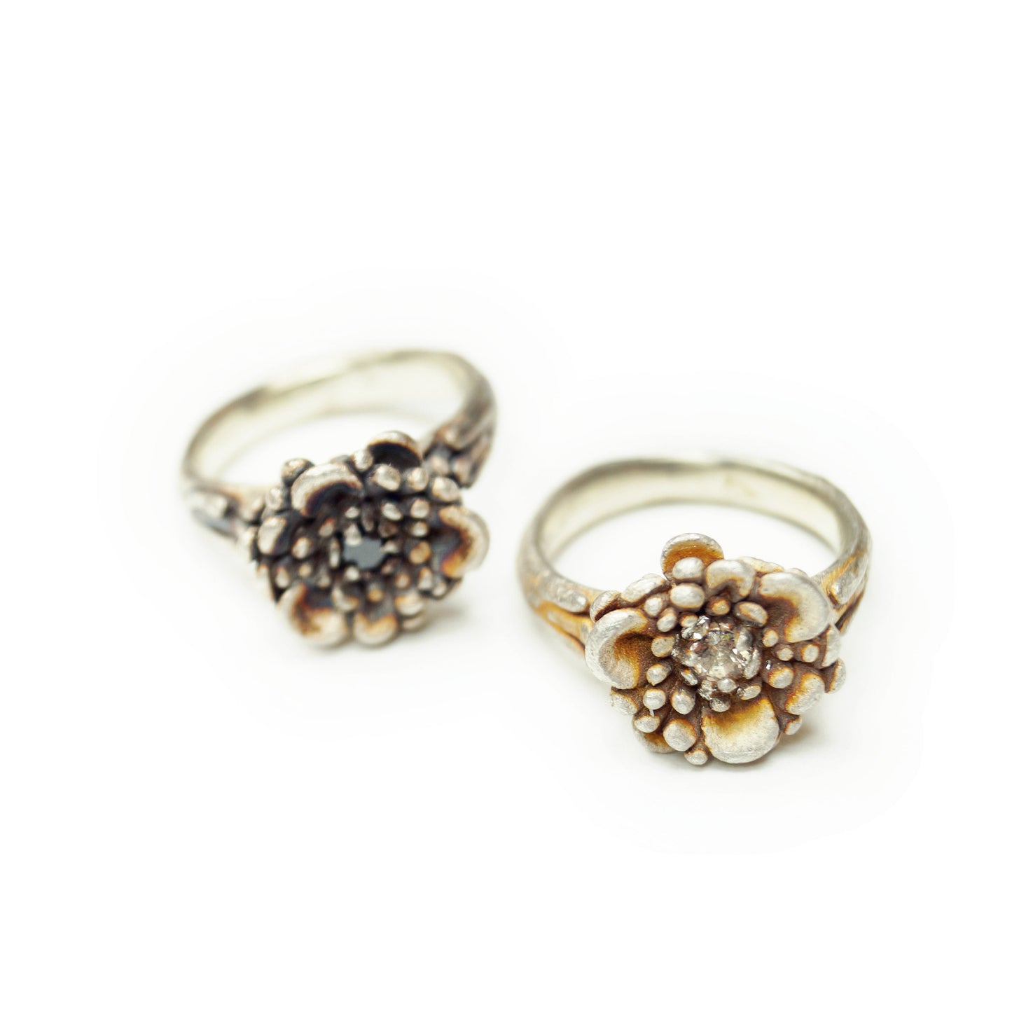 Floral Ring with Gemstone | Sterling Silver Botanical Jewelry