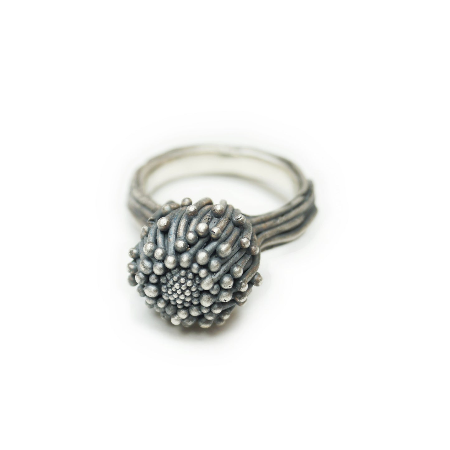 Handmade Blackened Silver Ring | Original Floral Design | Time-Intensive Bloom-Inspired Jewelry