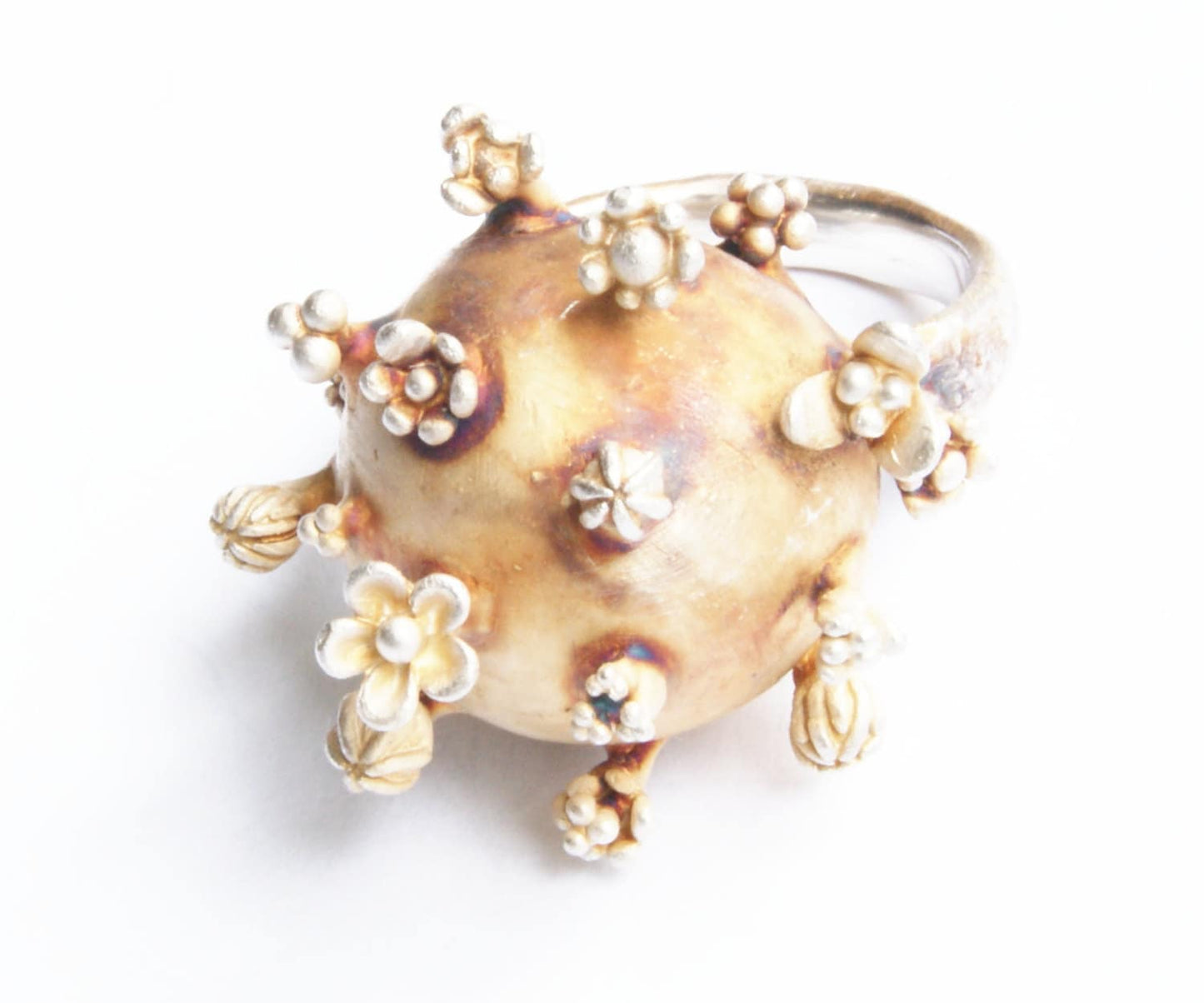 Quirky Large Statement Silver Flower Ring | Bold Floral Cocktail Jewelry | Handmade Artistic Floral Silver Ring