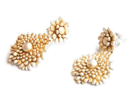 925 Sterling Silver Dandelion Earrings | Floral Dangling Statement Jewelry | Handmade Nature Inspired Design